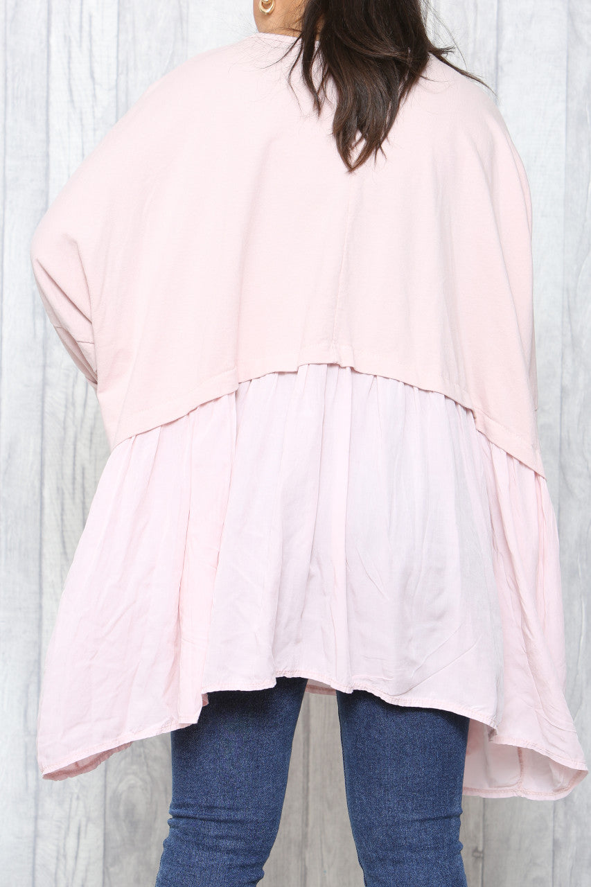 Ladies Lagenlook Floaty Tunic Top Dusty Pink