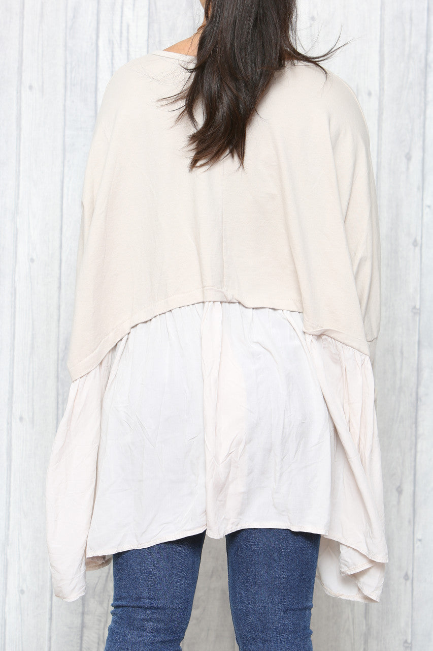 Ladies Lagenlook Floaty Tunic Top Stone