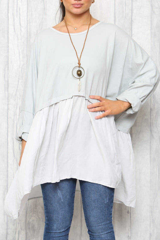 Dames Lagenlook Zwevende Tuniek Top Zilver
