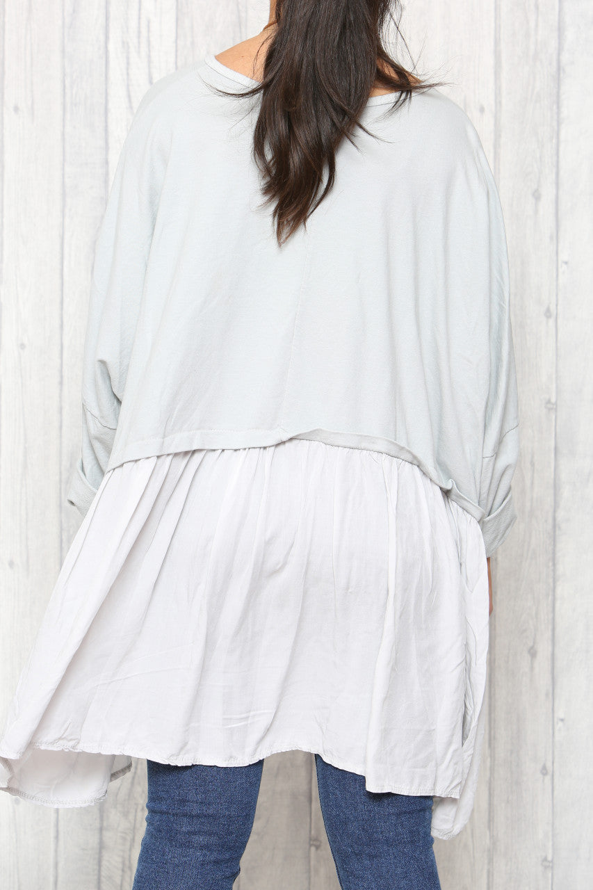 Ladies Lagenlook Floaty Tunic Top Silver