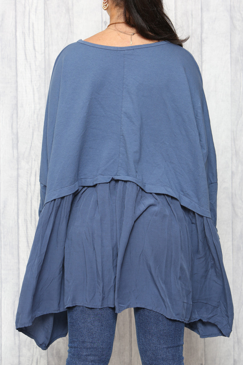 Ladies Lagenlook Floaty Tunic Top Denim