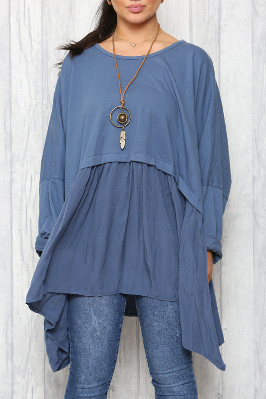 Dames Lagenlook Floaty Tuniek Top Jeans