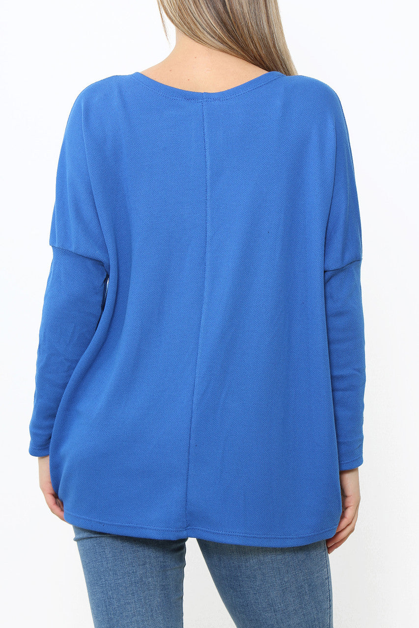 Dames pailletten top met detail Royal Blue