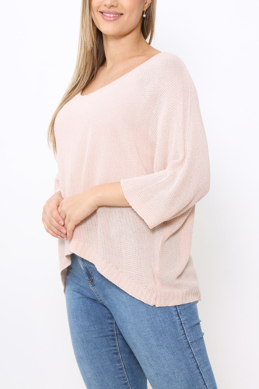 V-HALS EFFEN GEBREIDE TRUI DUSTY ROZE