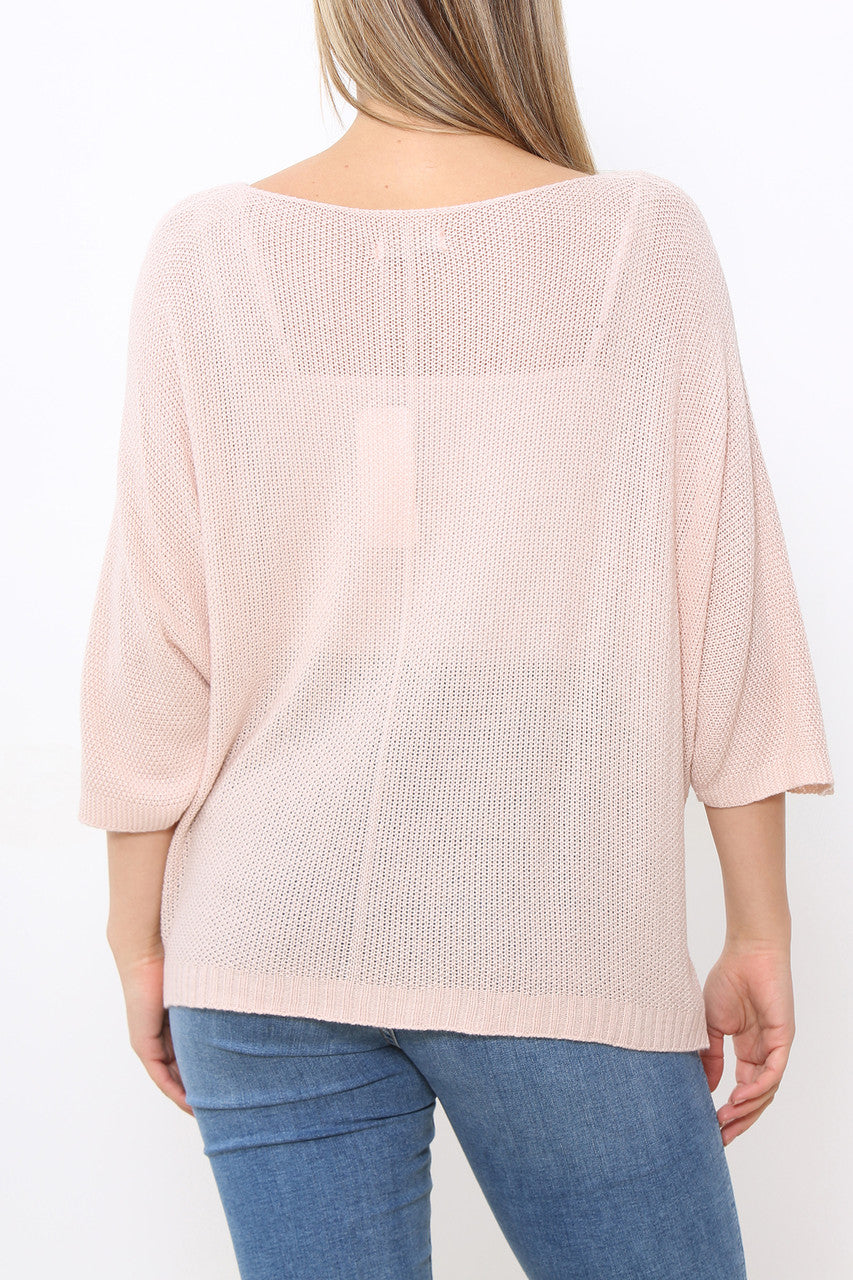 V-HALS EFFEN GEBREIDE TRUI DUSTY ROZE