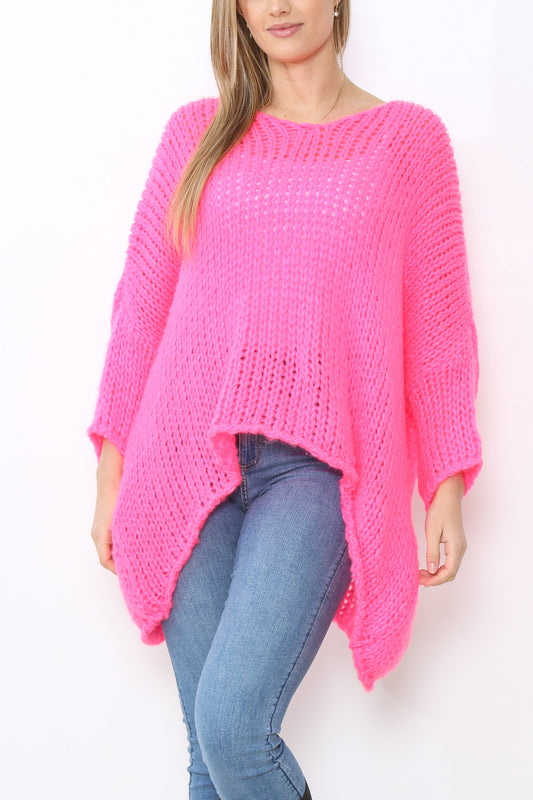 Dames vleermuismouw slordige trui top cerise