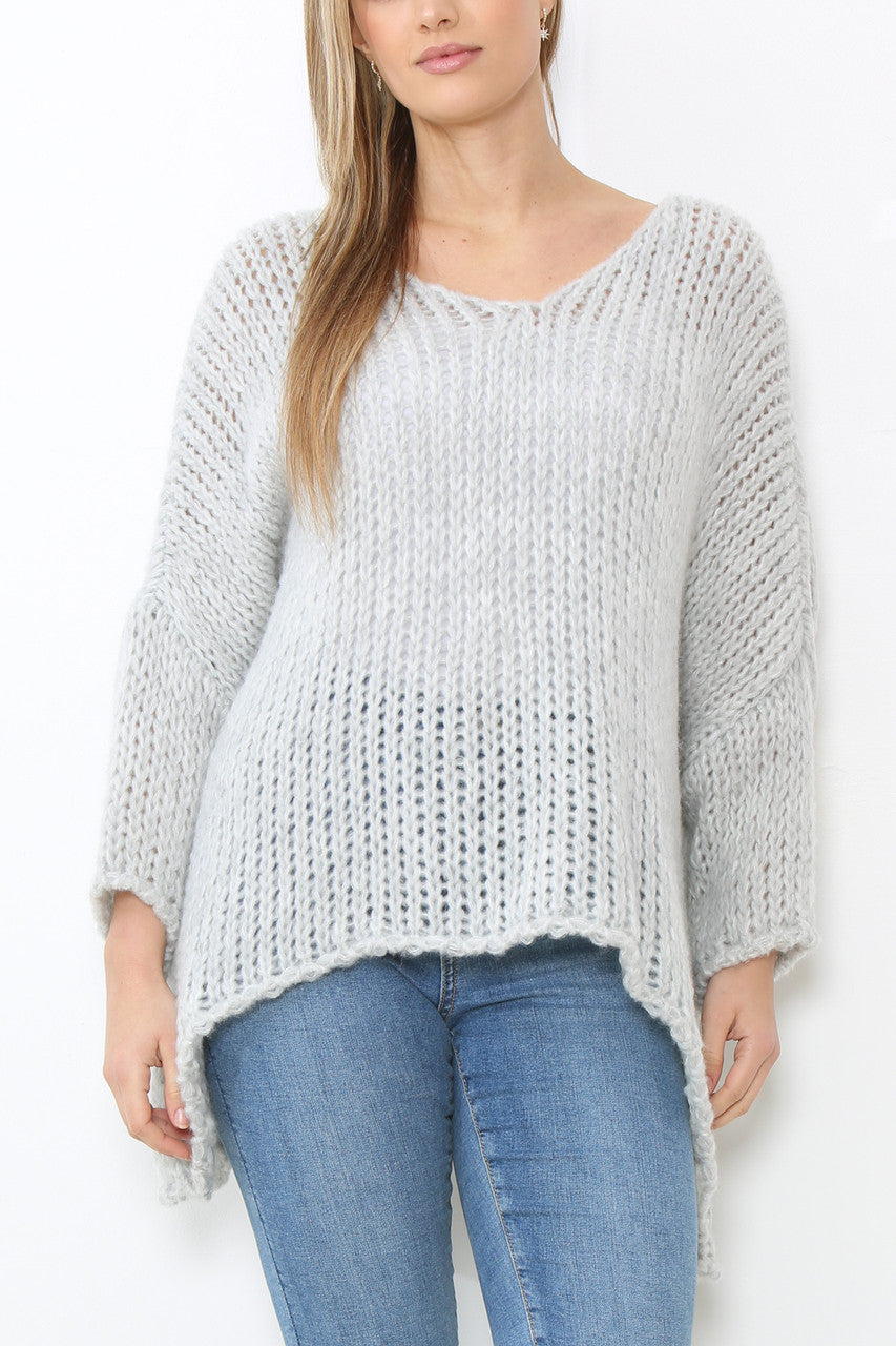 Dames Vleermuismouw Nonchalante Trui Top Zilver