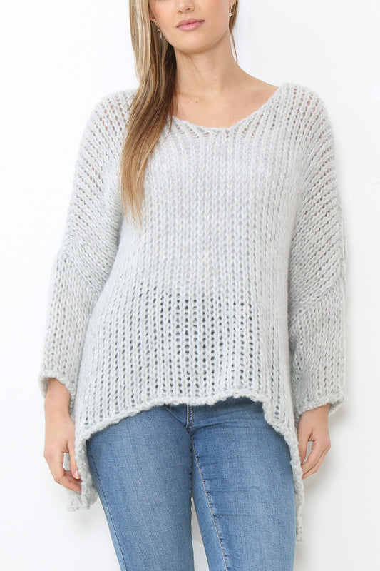 Dames Vleermuismouw Nonchalante Trui Top Zilver