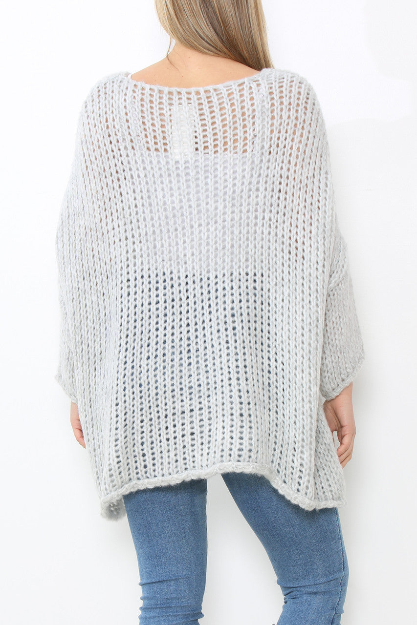 Dames Vleermuismouw Nonchalante Trui Top Zilver