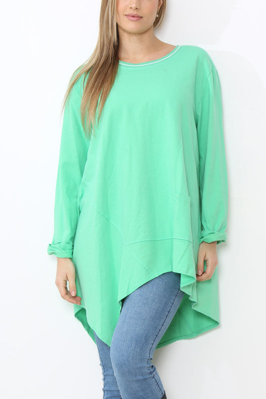 Dames Tuniek Top Groen met Naaddetail
