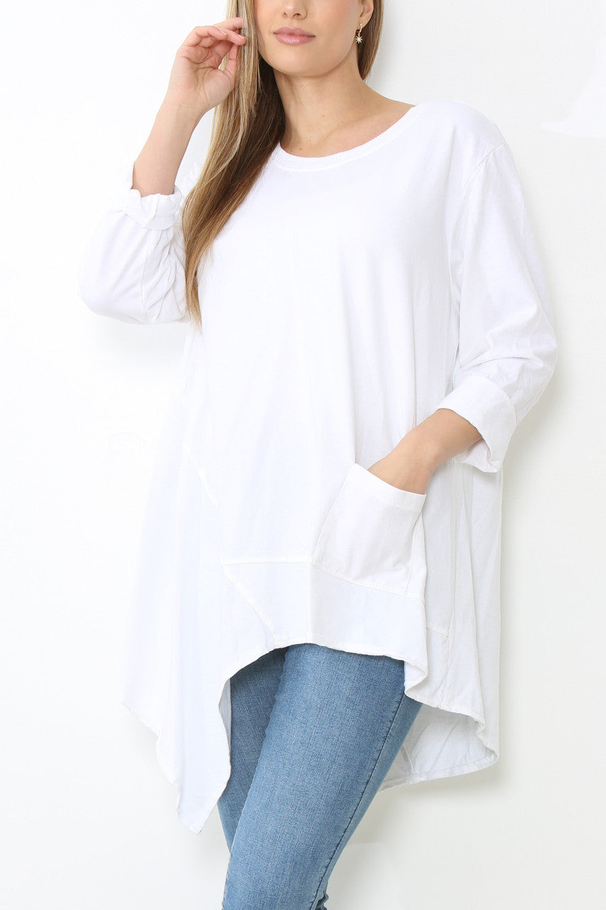 Dames Tuniek Top Effen Wit Met Naaddetail