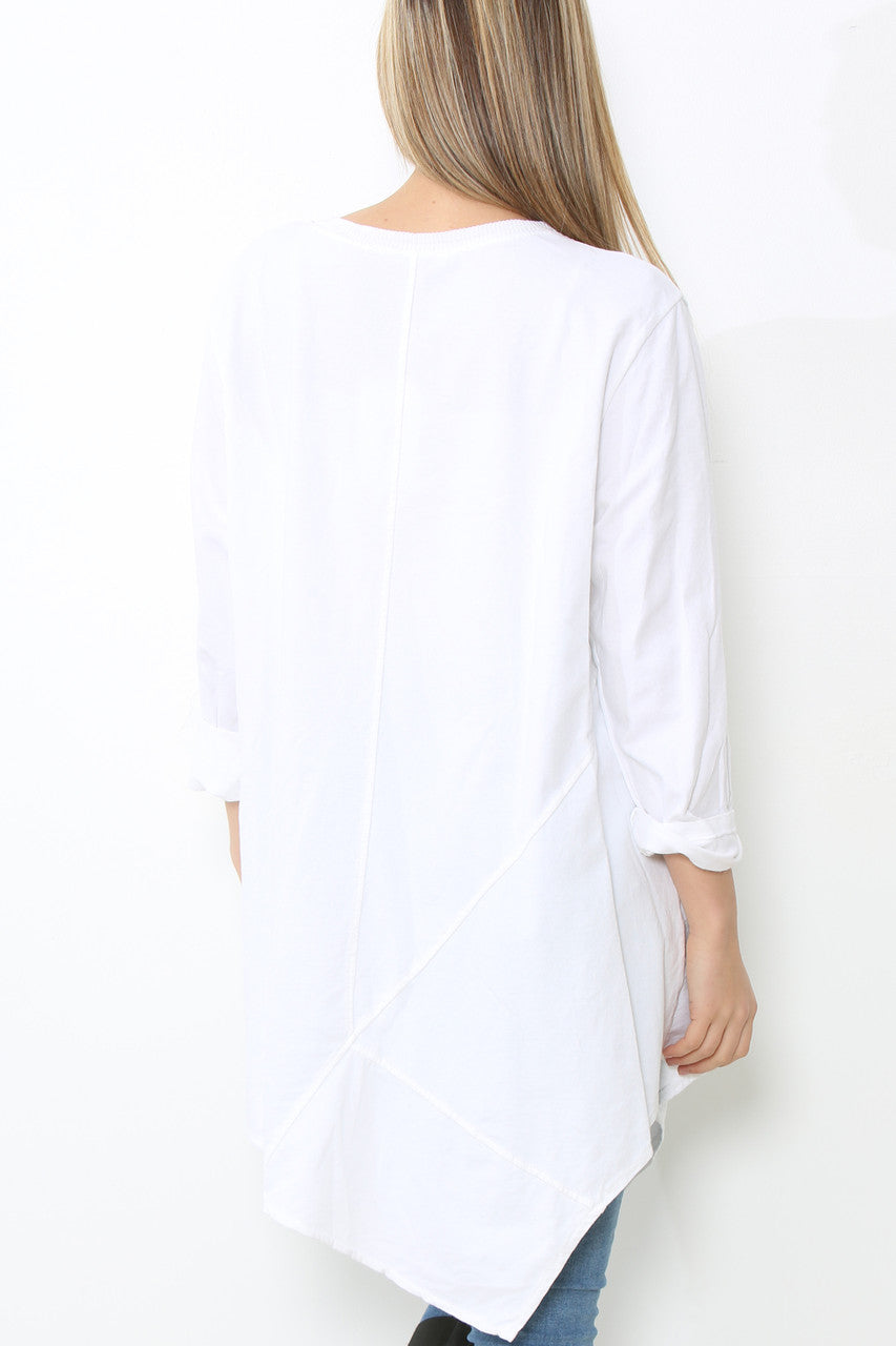 Dames Tuniek Top Effen Wit Met Naaddetail