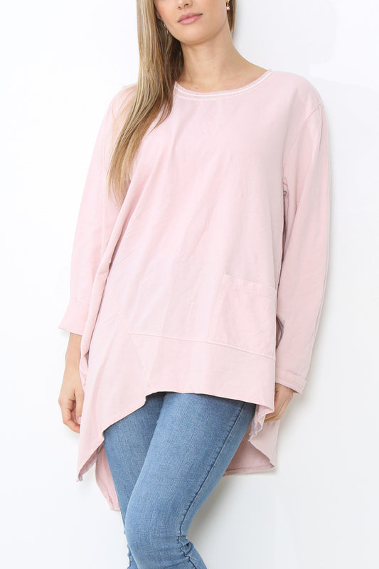 Dames Tuniek Top Effen Stof Met Naden Oudroze