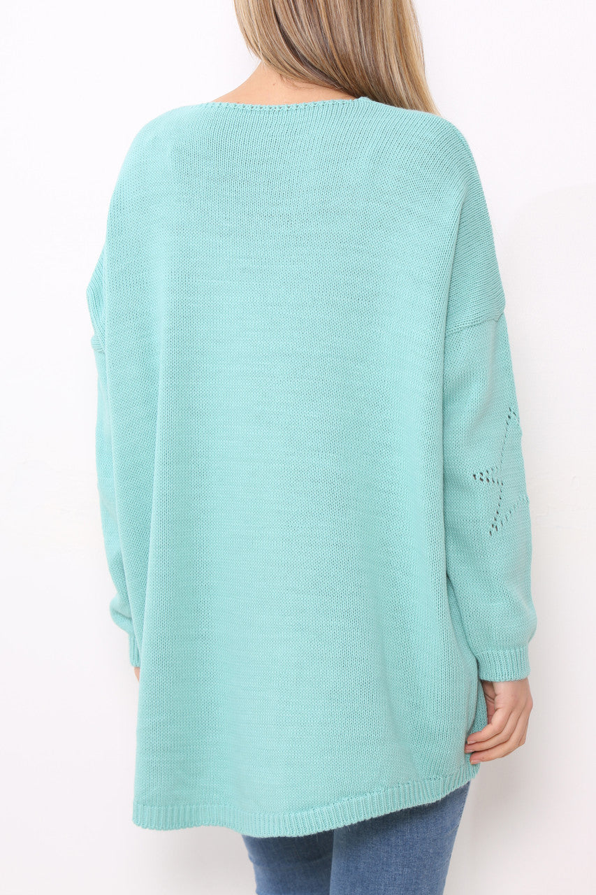 Ladies Cut Out Stars Jumper Top Tiffany