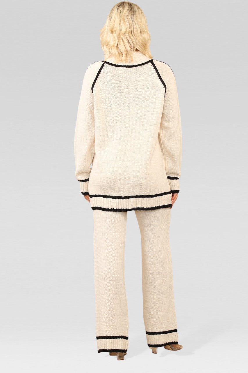GEBREIDE TRUI EN BROEK SET CRÈME