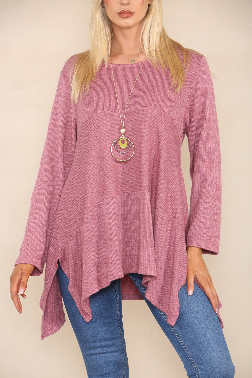 SOFT KNIT SPLIT HEM JUMPER PINK