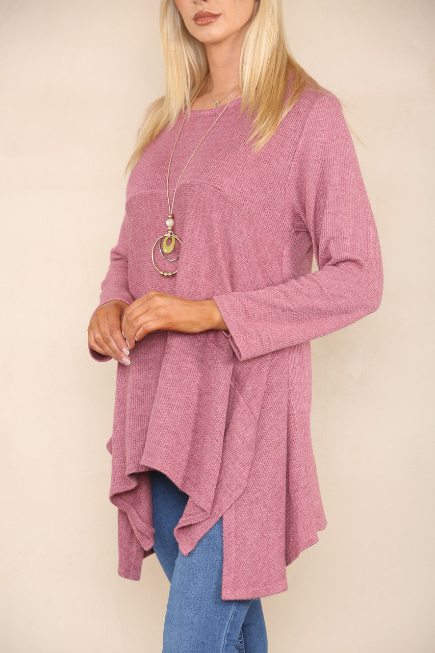SOFT KNIT SPLIT HEM JUMPER PINK