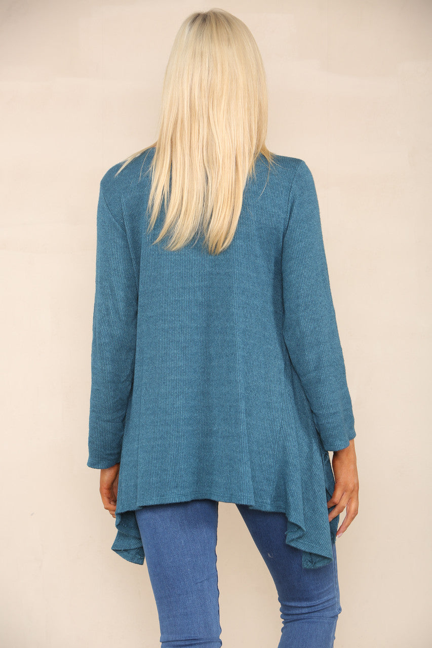 SOFT KNIT SPLIT HEM JUMPER TEAL
