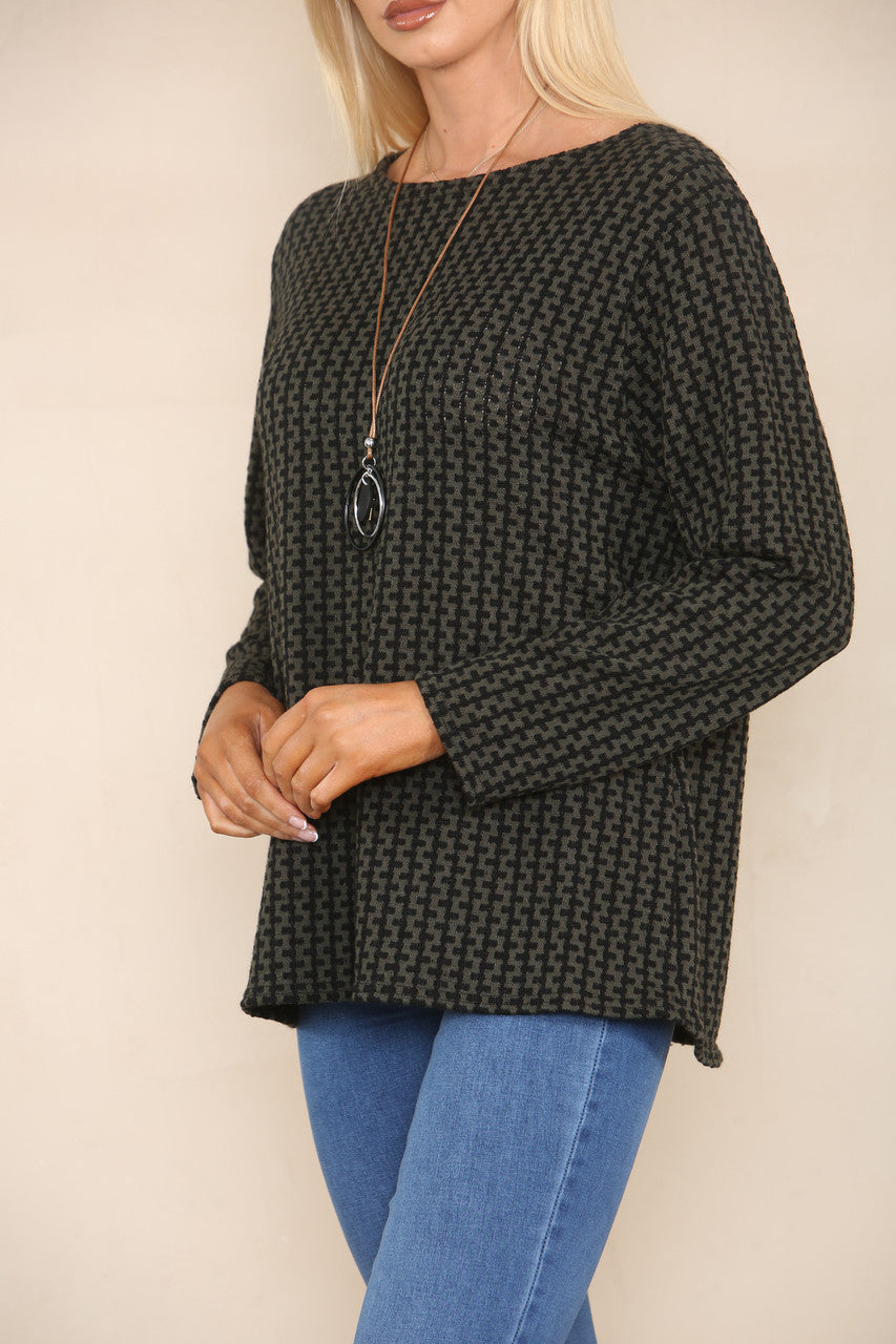 VERTICAL PATTERN YARN KNIT JUMPER KHAKI