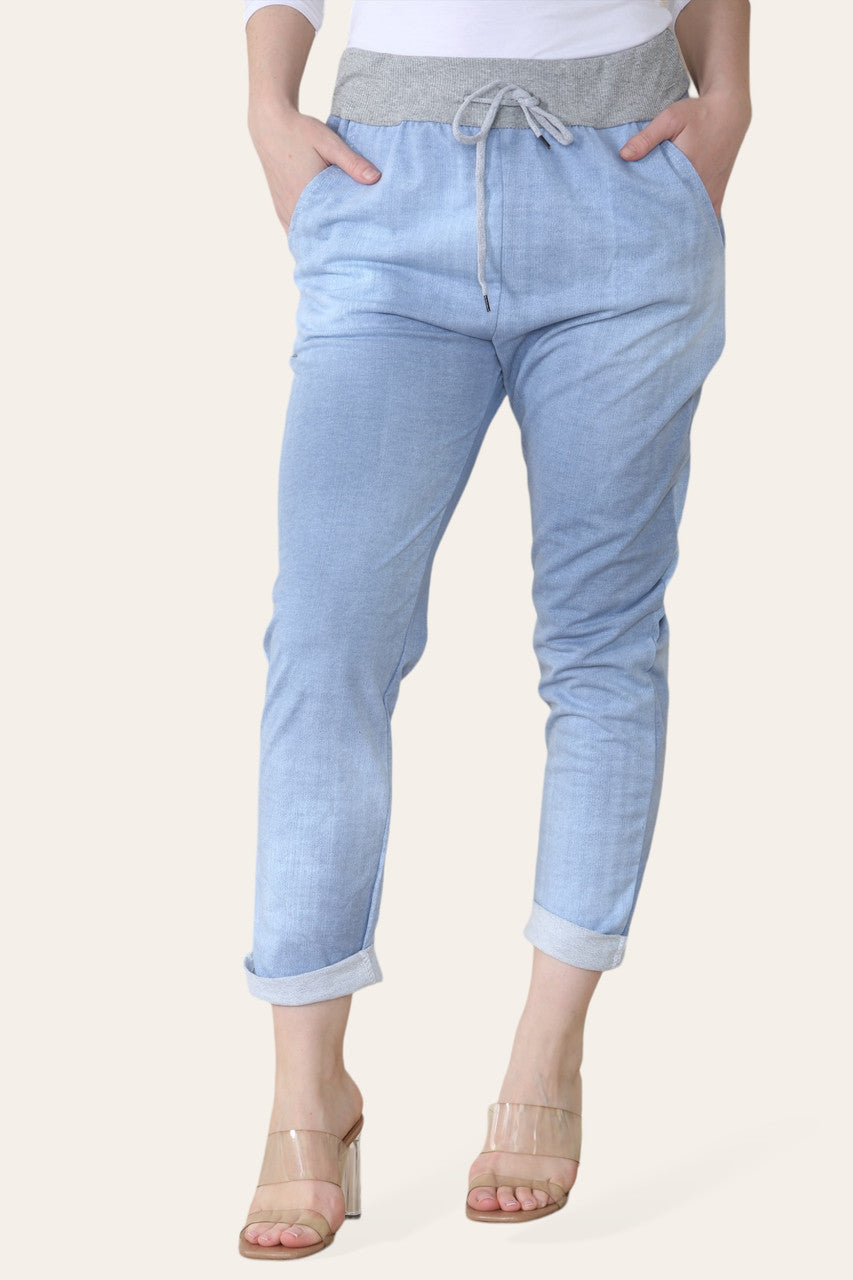 JEAN JOGGING PANT TROUSERS LIGHT BLUE