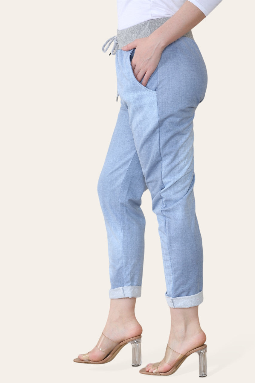 JEAN JOGGING PANT TROUSERS LIGHT BLUE