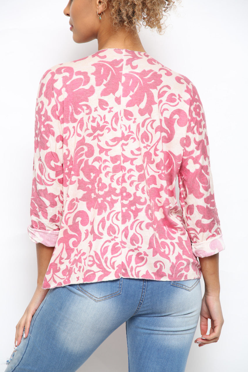 Ladies Baroque Print Top Pink