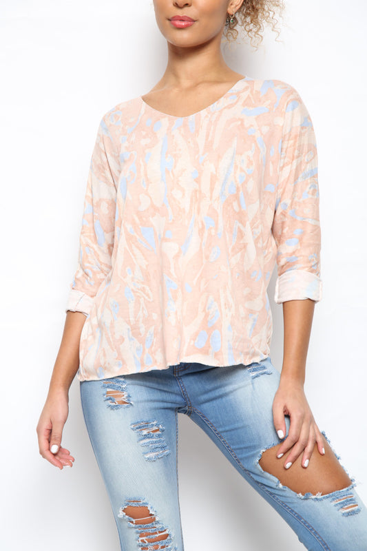Ladies Watercolour Paint Print Top Stone