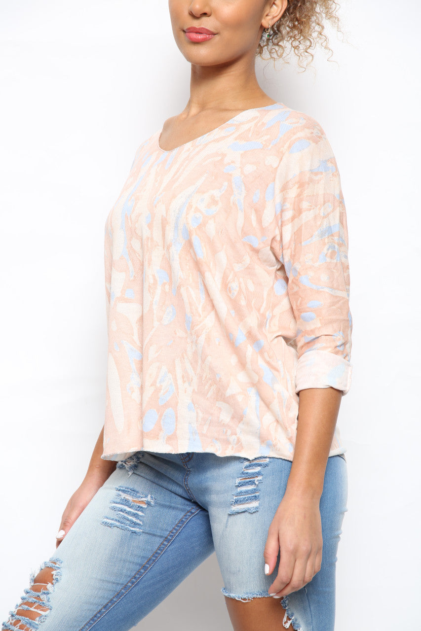 Ladies Watercolour Paint Print Top Stone