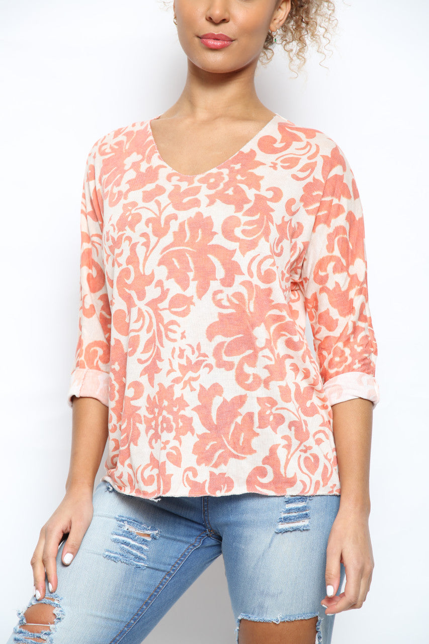 Ladies Baroque Print Top Orange