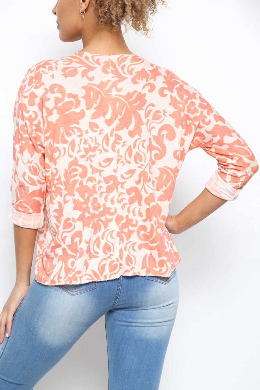 Ladies Baroque Print Top Orange