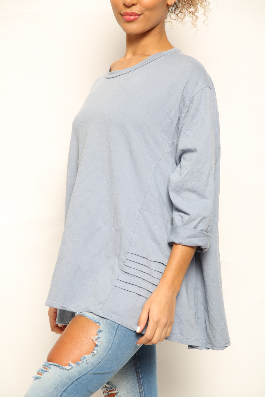 Dames Sweatshirt Top Denim met Grafisch Zijdetail