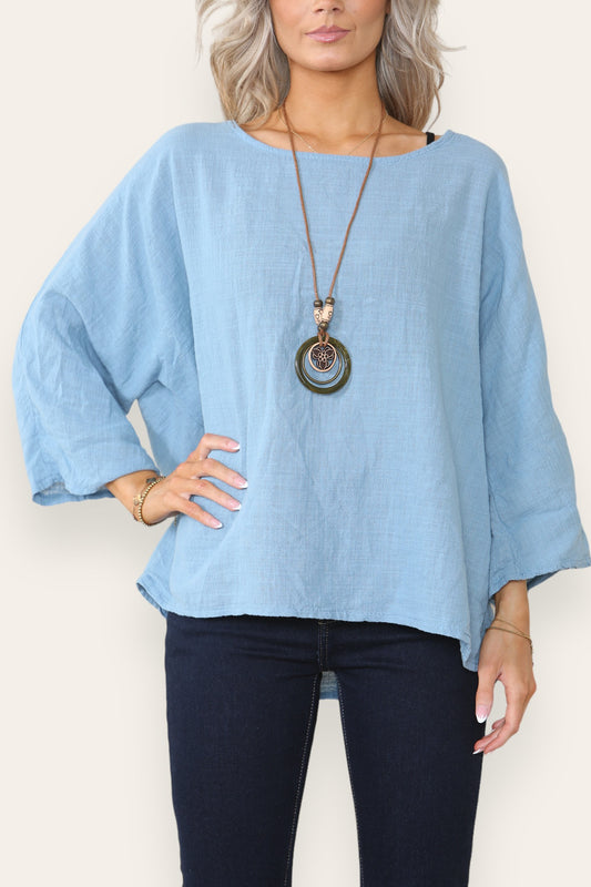 PLAIN BOXY TOP LIGHT BLUE