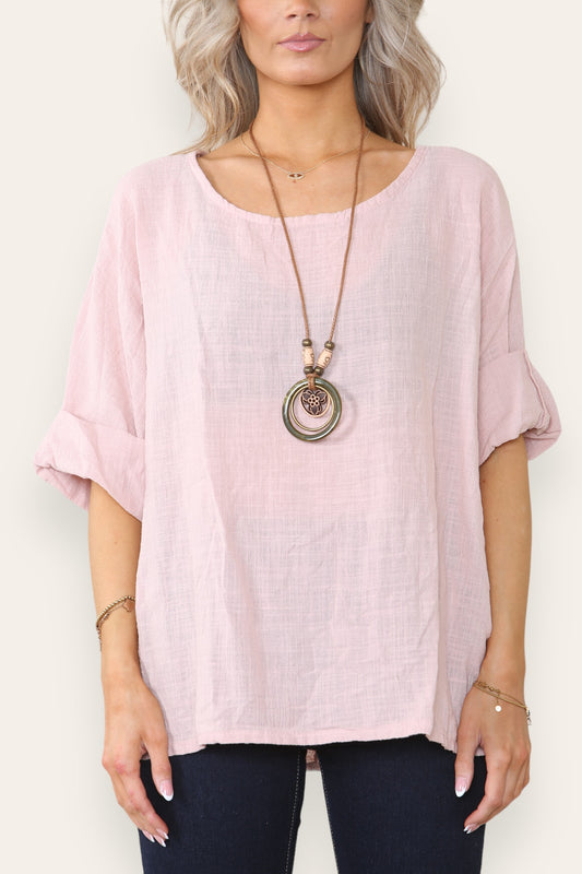 PLAIN BOXY TOP DUSTY PINK