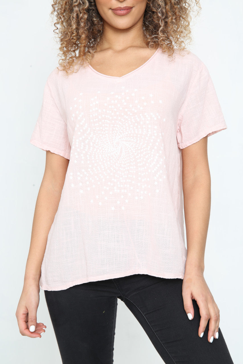 Ladies Starburst Top Dusty Pink