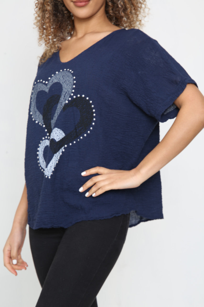 Dames Hart Ketting Top Marine