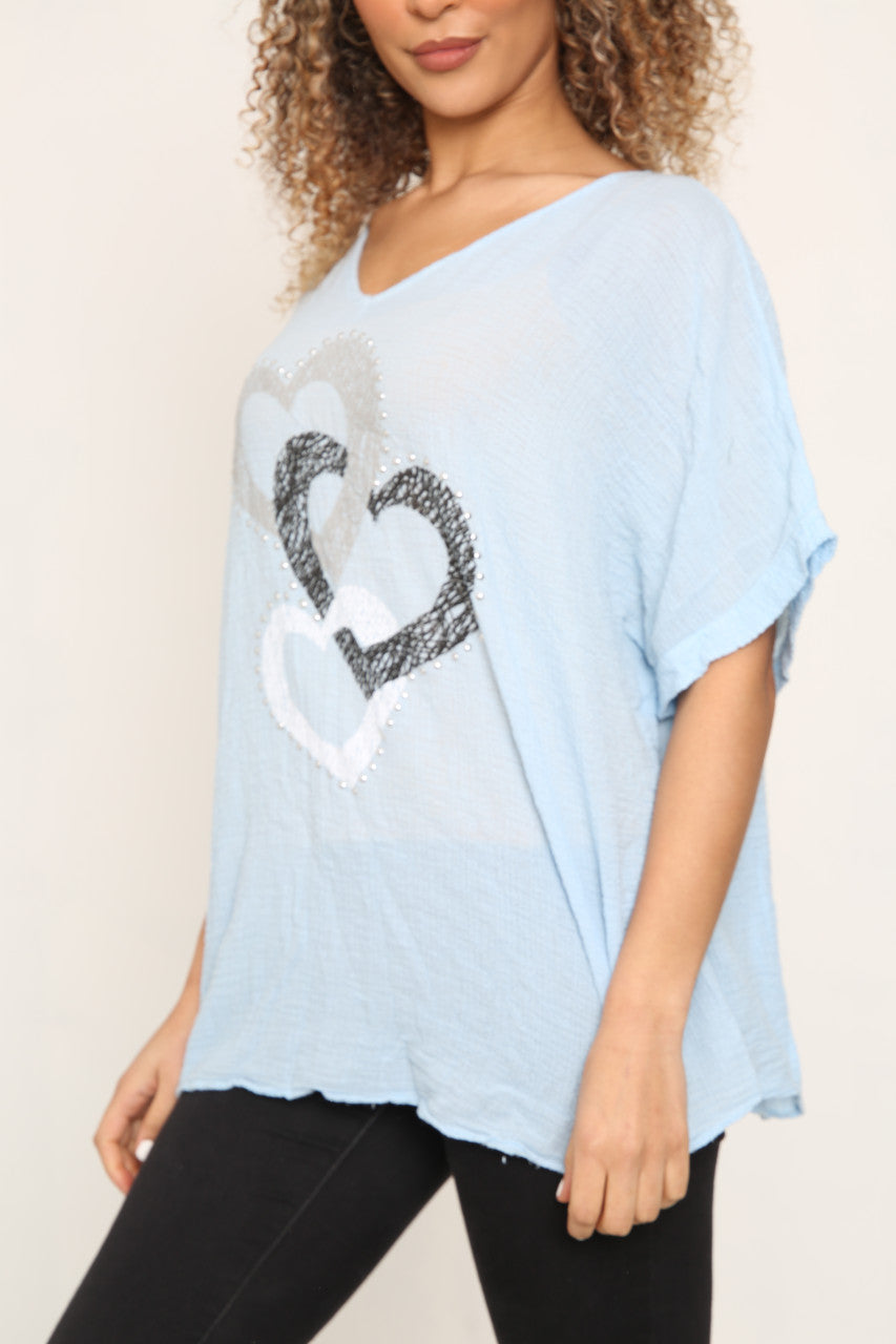 Dames hart ketting top lichtblauw