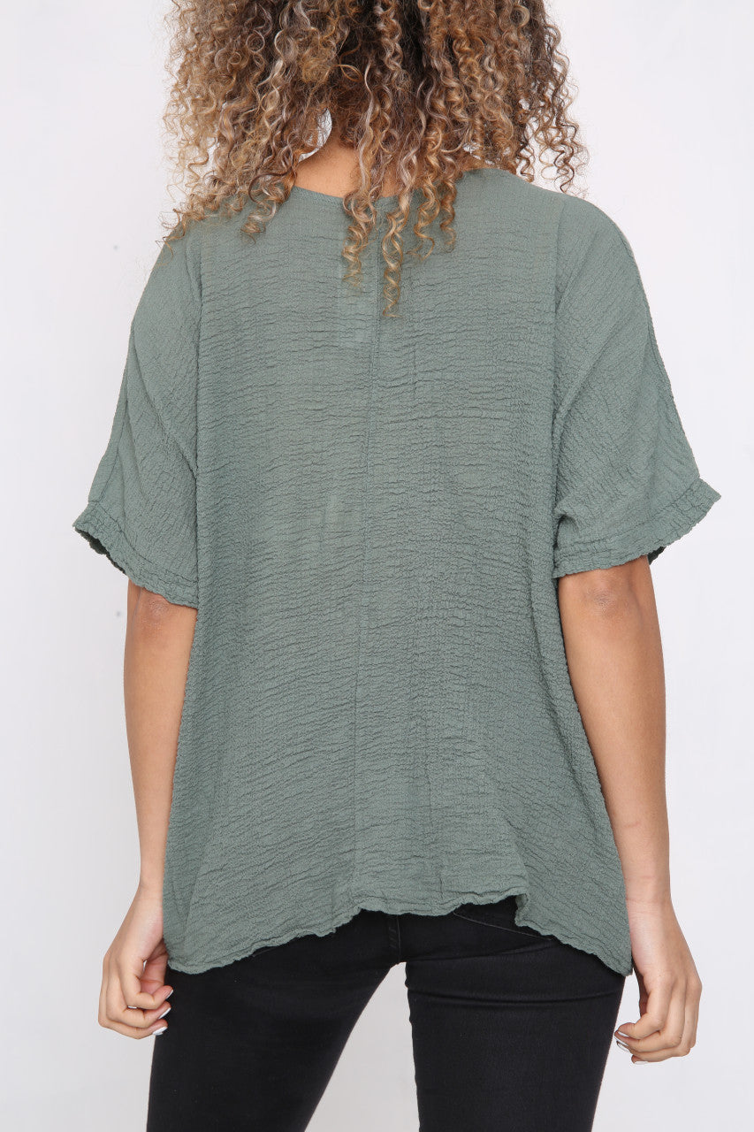 Ladies Heart Chain Top Khaki