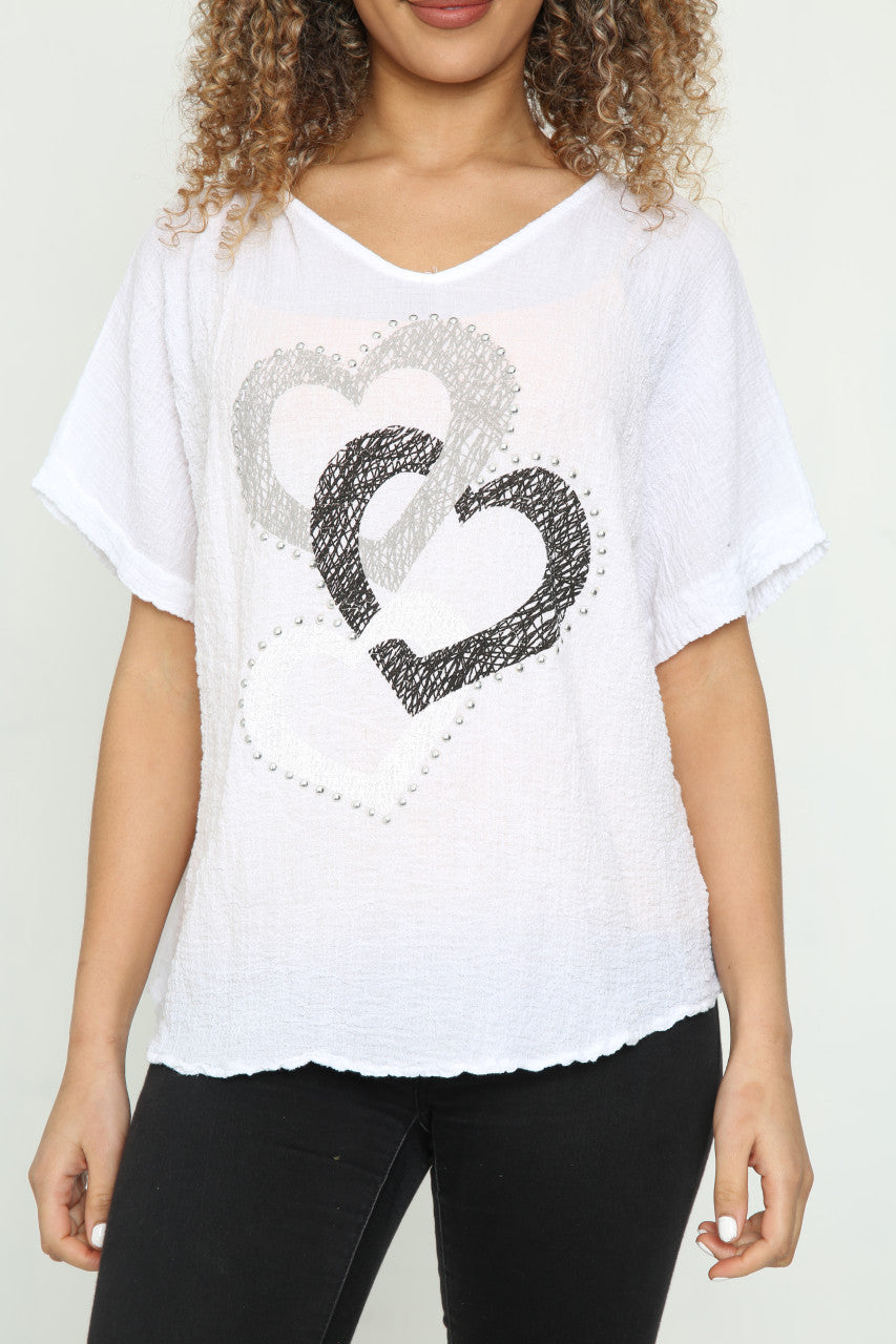 Dames Hartjes Ketting Top Wit
