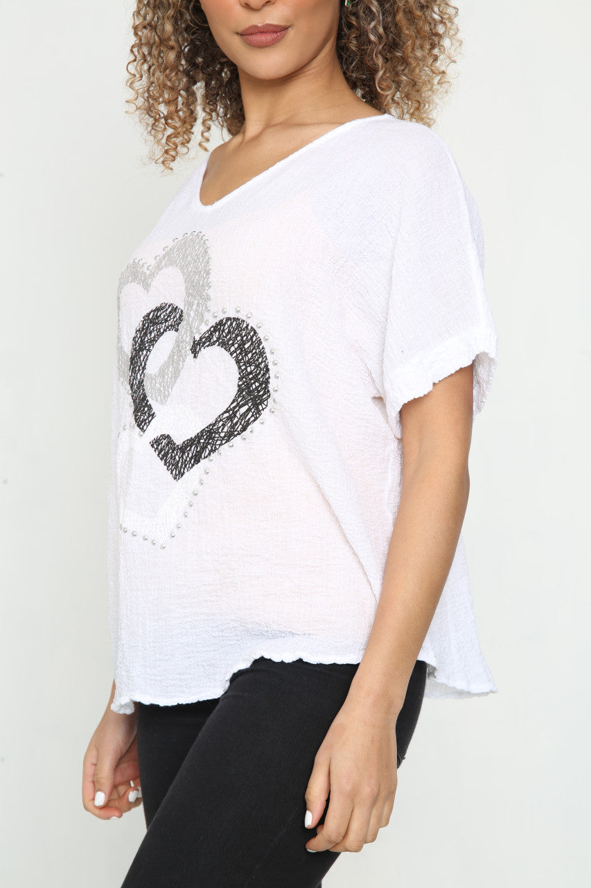 Dames Hartjes Ketting Top Wit