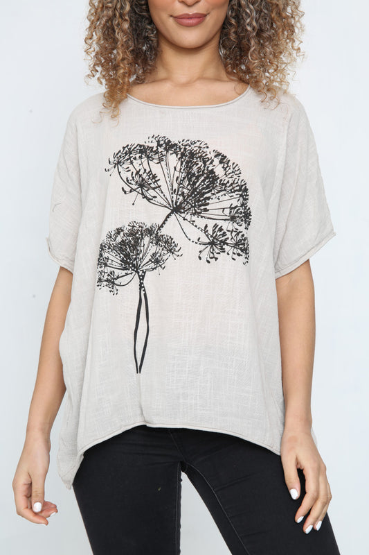 Ladies Dandelion Outline Top Stone