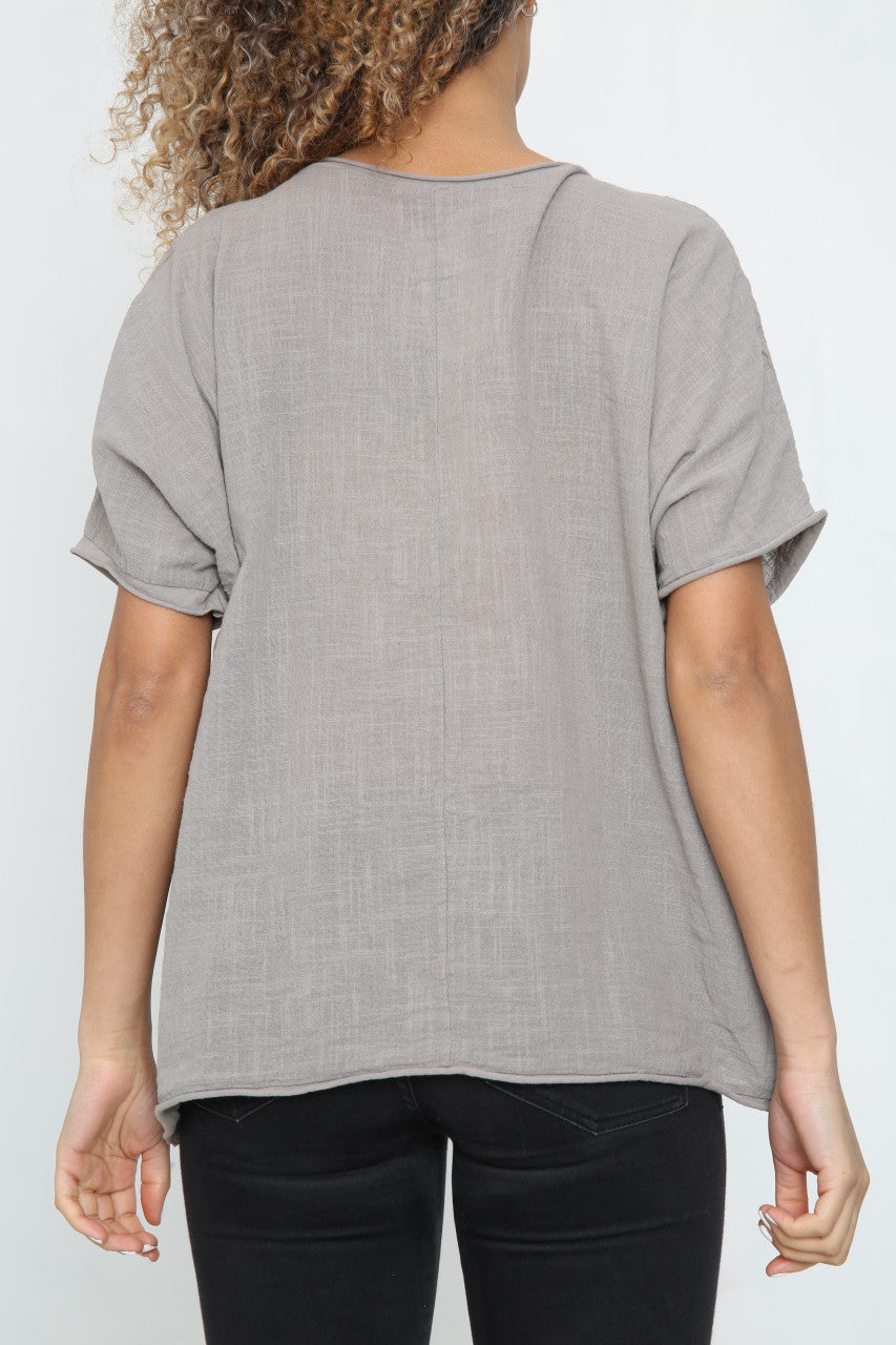 Ladies Dandelion Outline Top Taupe