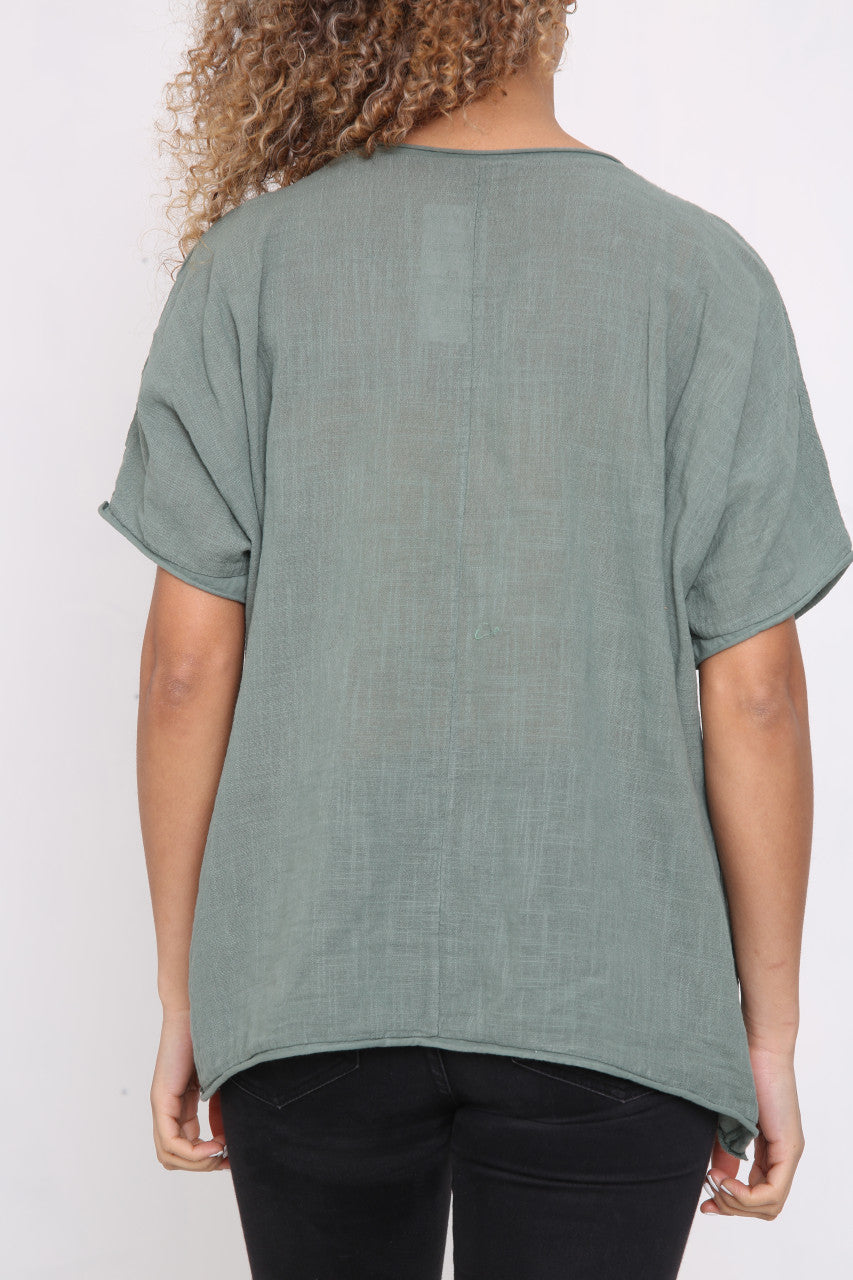 Ladies Dandelion Outline Top Khaki