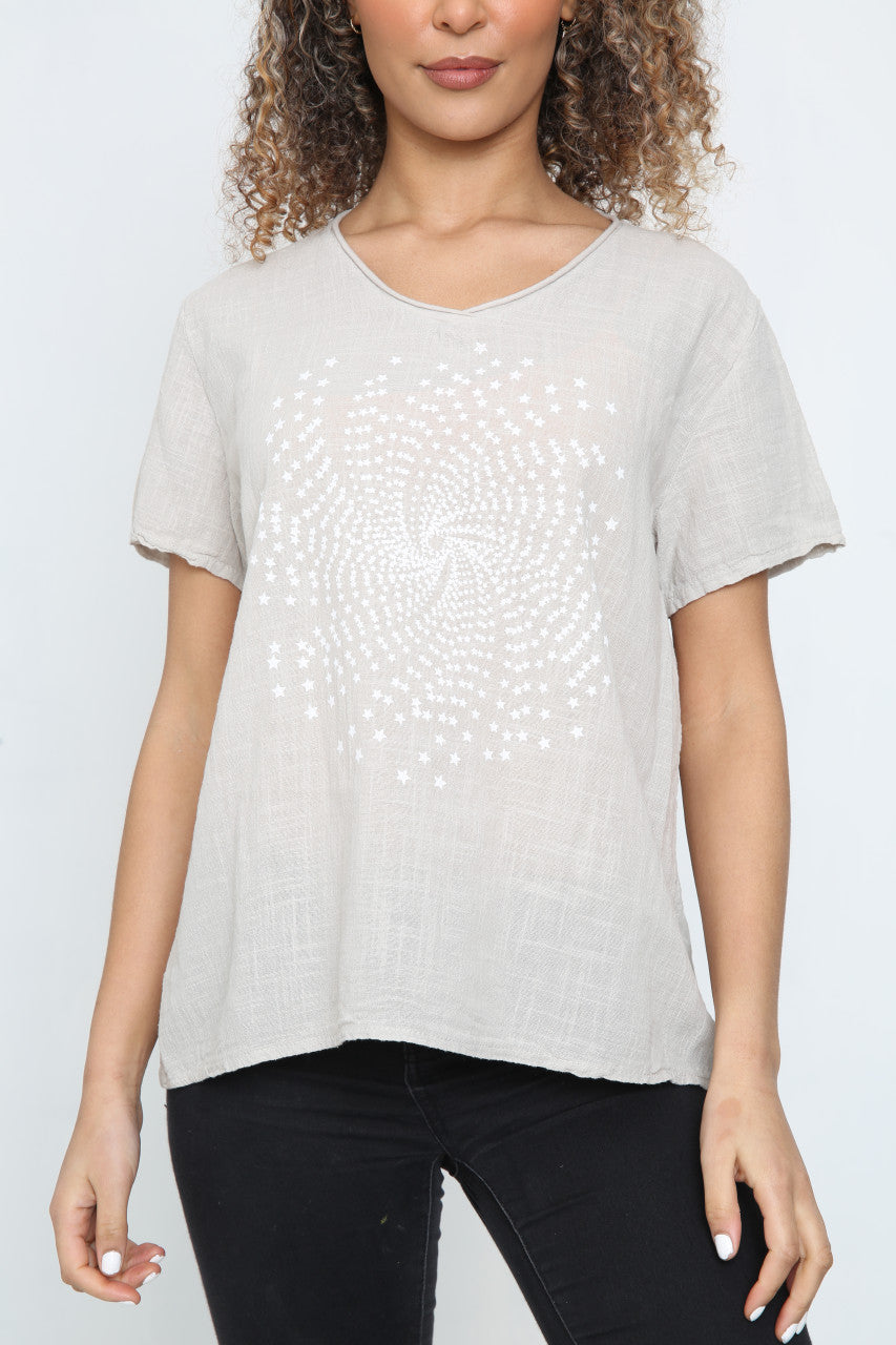 Ladies Starburst Top Stone