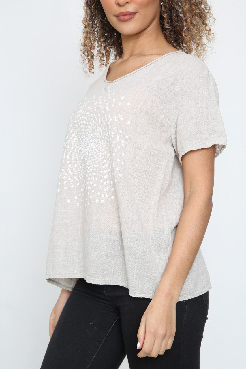 Ladies Starburst Top Stone