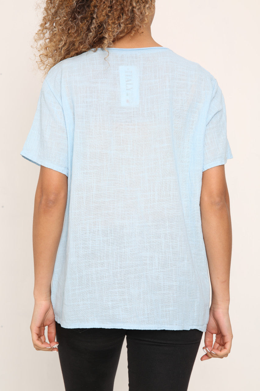 Ladies Starburst Top Light Blue