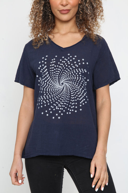 Ladies Starburst Top Navy