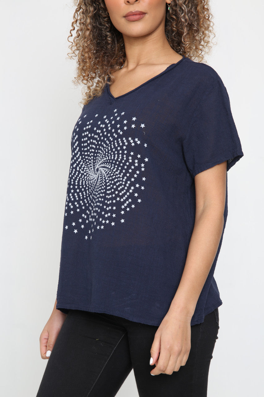 Ladies Starburst Top Navy
