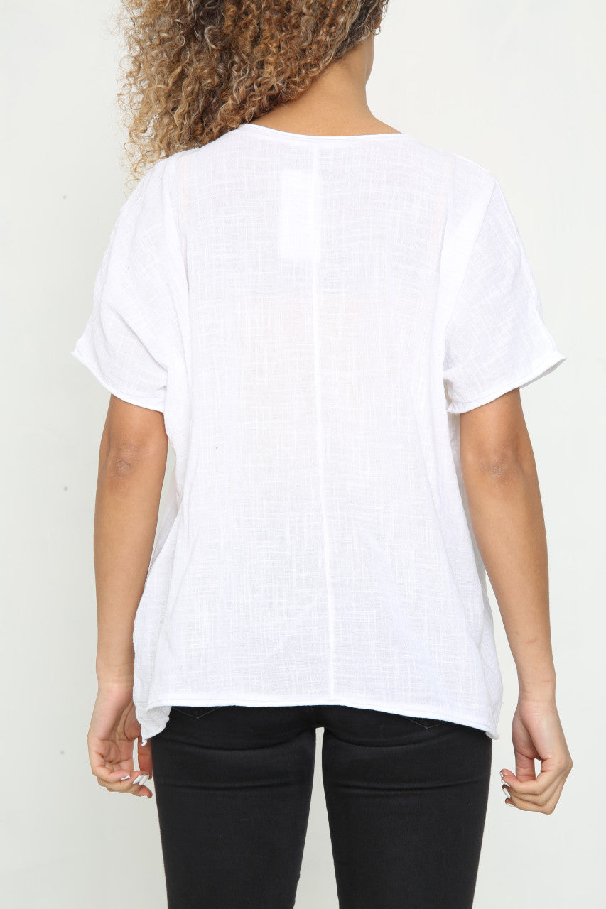 Dames Paardenbloem Outline Top Wit