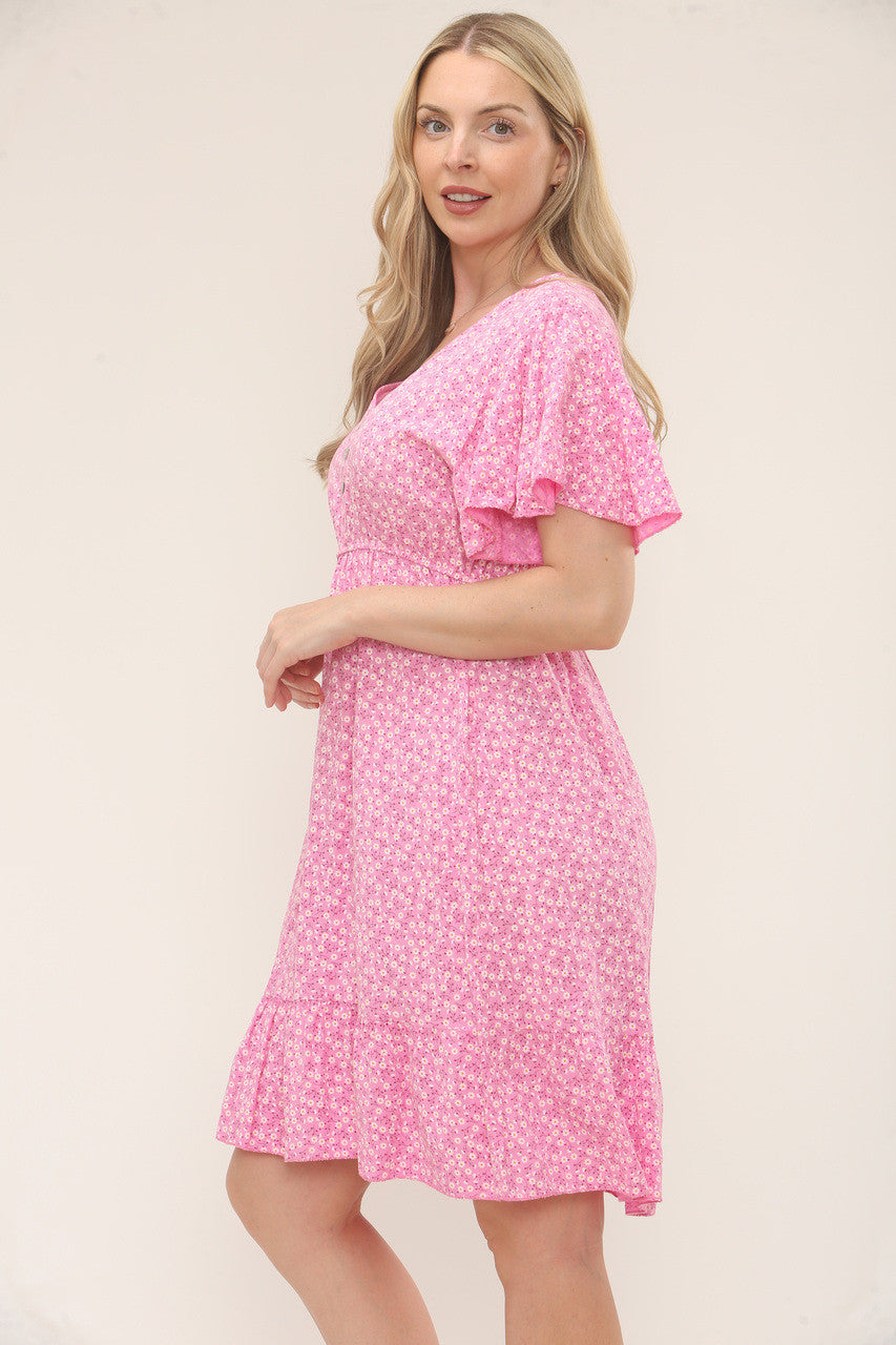 DITSY GEBLOEMDE JURK MET KNOPENRIJ - CANDYROZE
