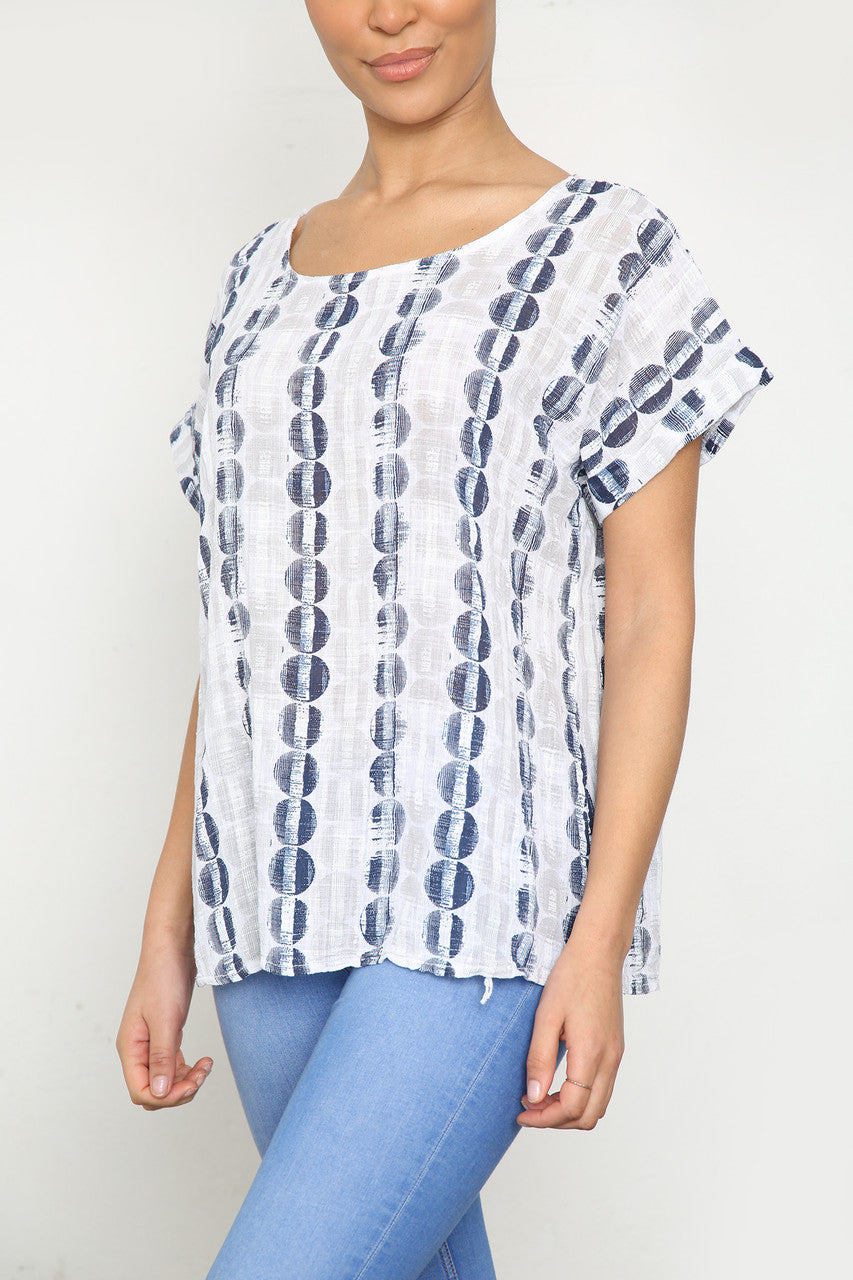 Ladies Circle Gestreept T-shirt met Korte Mouwen Wit